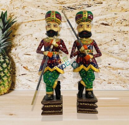 Wooden Darbaans Set Guards Showpiece Figurine for home decor - 3ft - Image 3