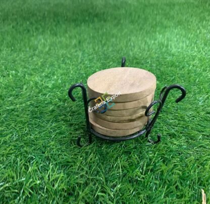Round Wooden Tea coaster set - Image 2