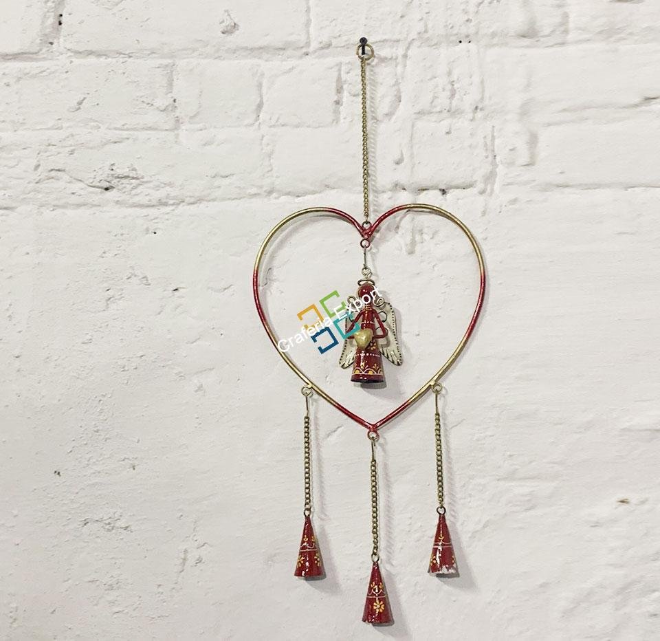 Metal star and heart-shaped wall hanging wind chimes for decoration with bells hang - Image 6