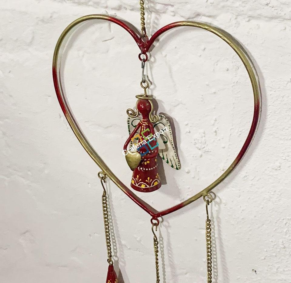 Metal star and heart-shaped wall hanging wind chimes for decoration with bells hang - Image 4