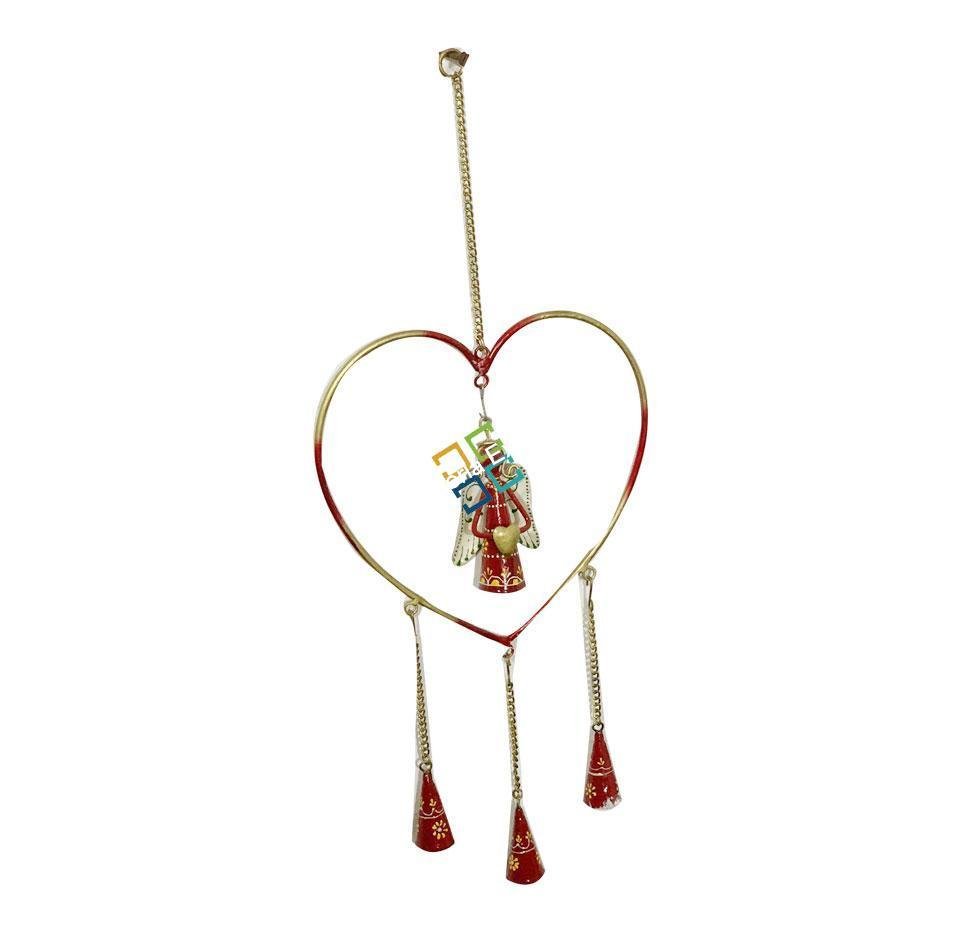 Metal star and heart-shaped wall hanging wind chimes for decoration with bells hang - Image 3