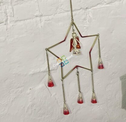 Metal star and heart-shaped wall hanging wind chimes for decoration with bells hang - Image 5