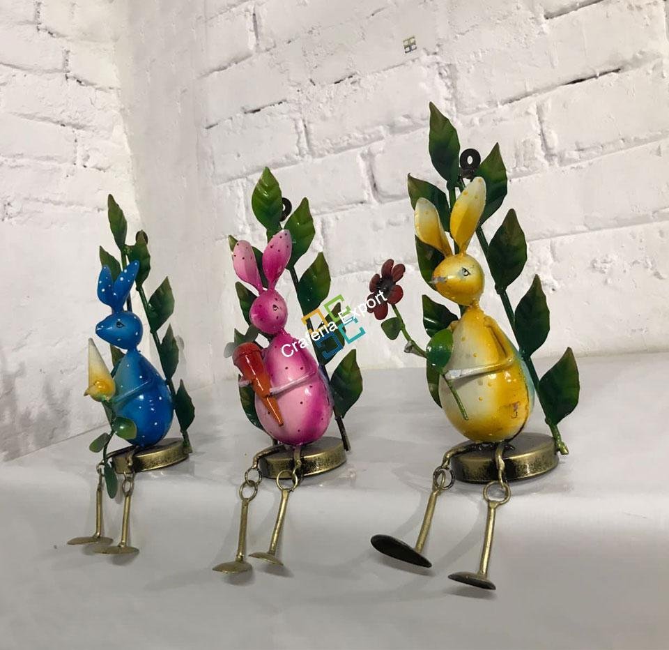 Handpainted Rabbit Wall hanging Decorative Showpiece multicolour set of 3 - Image 2