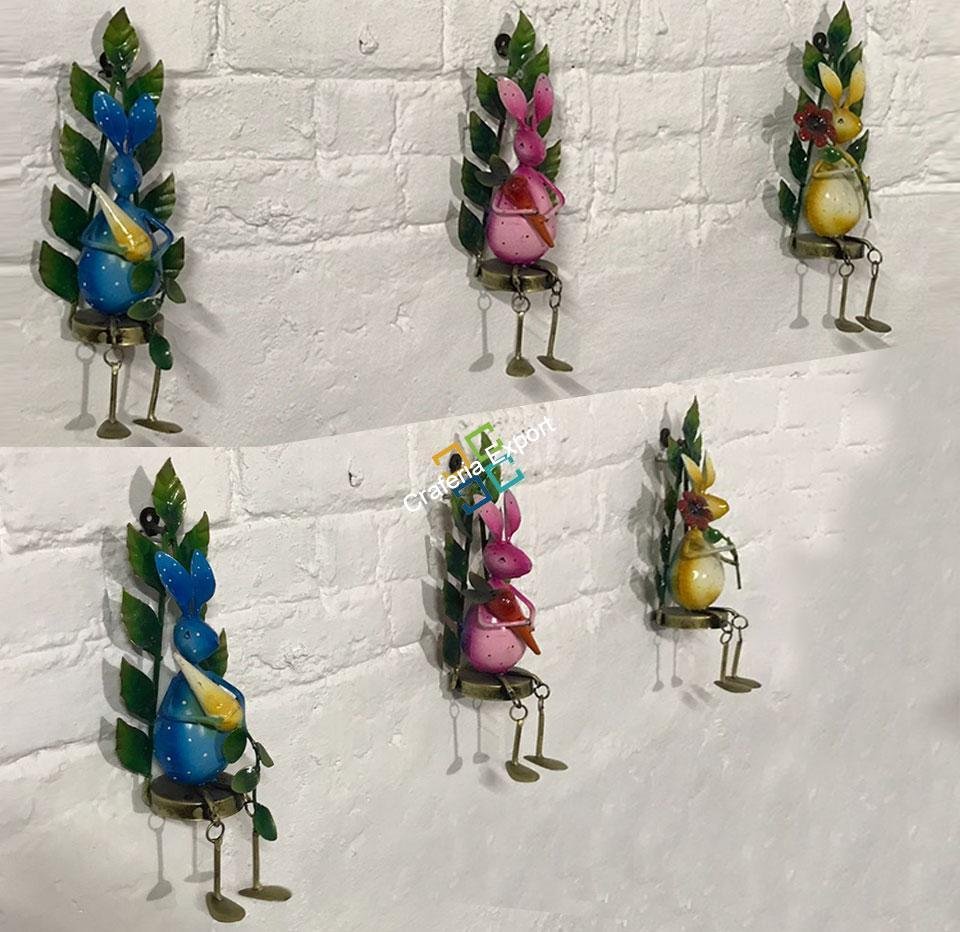 Handpainted Rabbit Wall hanging Decorative Showpiece multicolour set of 3 - Image 3