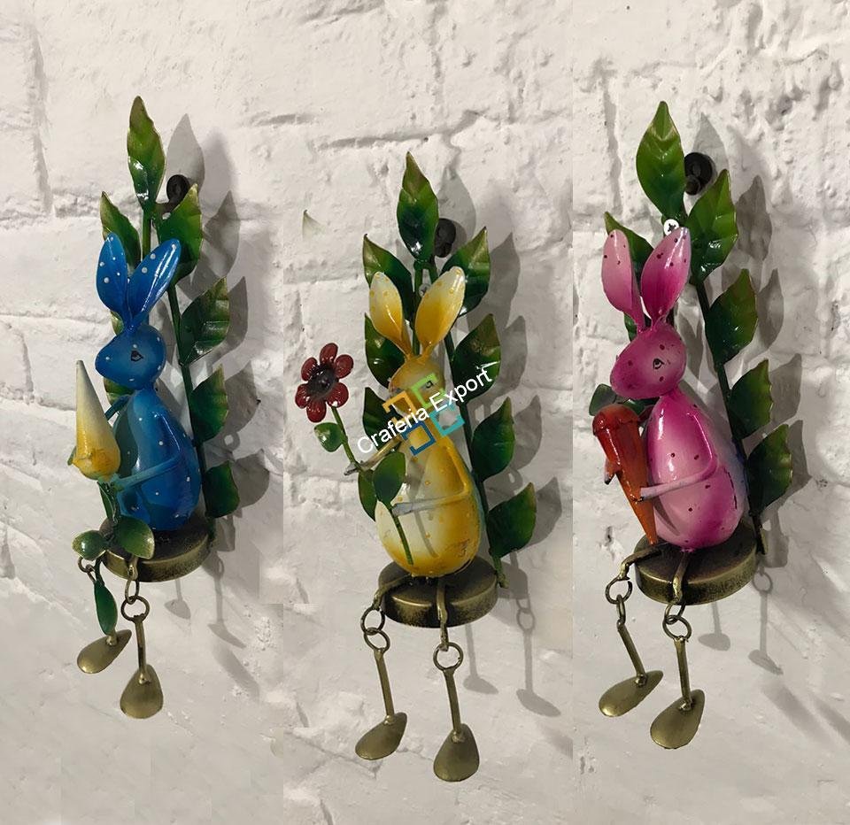 Handpainted Rabbit Wall hanging Decorative Showpiece multicolour set of 3