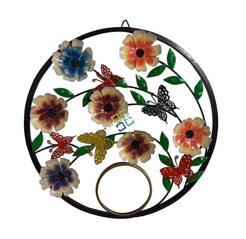 Peacock and floral Round Metal decorative wall Hanging