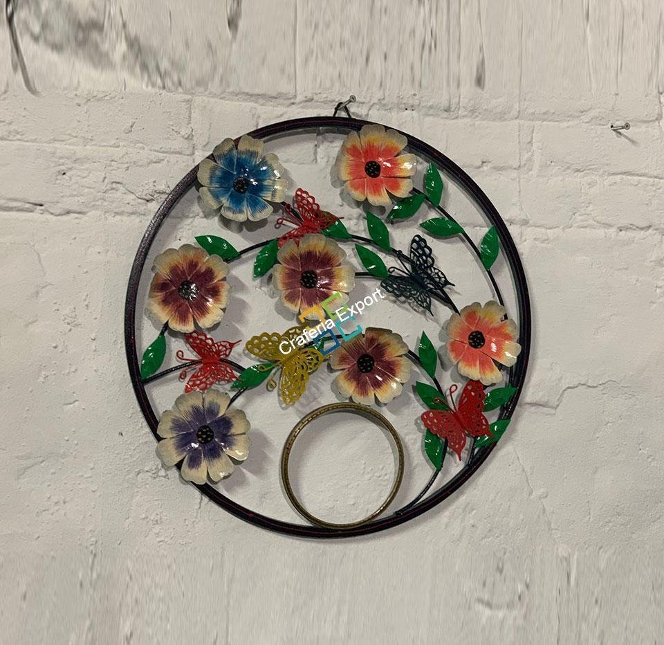 Peacock and floral Round Metal decorative wall Hanging - Image 2