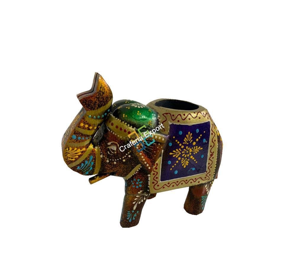 wooden elephant Tealight candle holder handicrafts showpiece