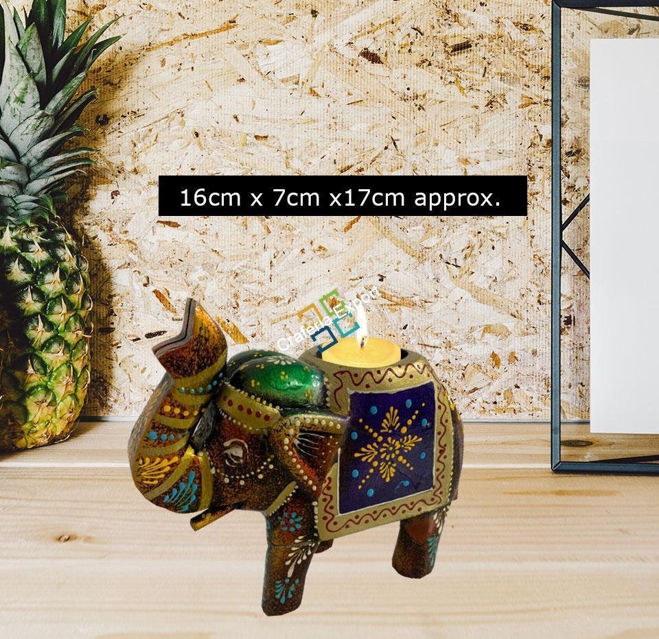 wooden elephant Tealight candle holder handicrafts showpiece - Image 4