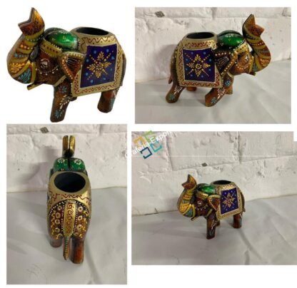 wooden elephant Tealight candle holder handicrafts showpiece - Image 3