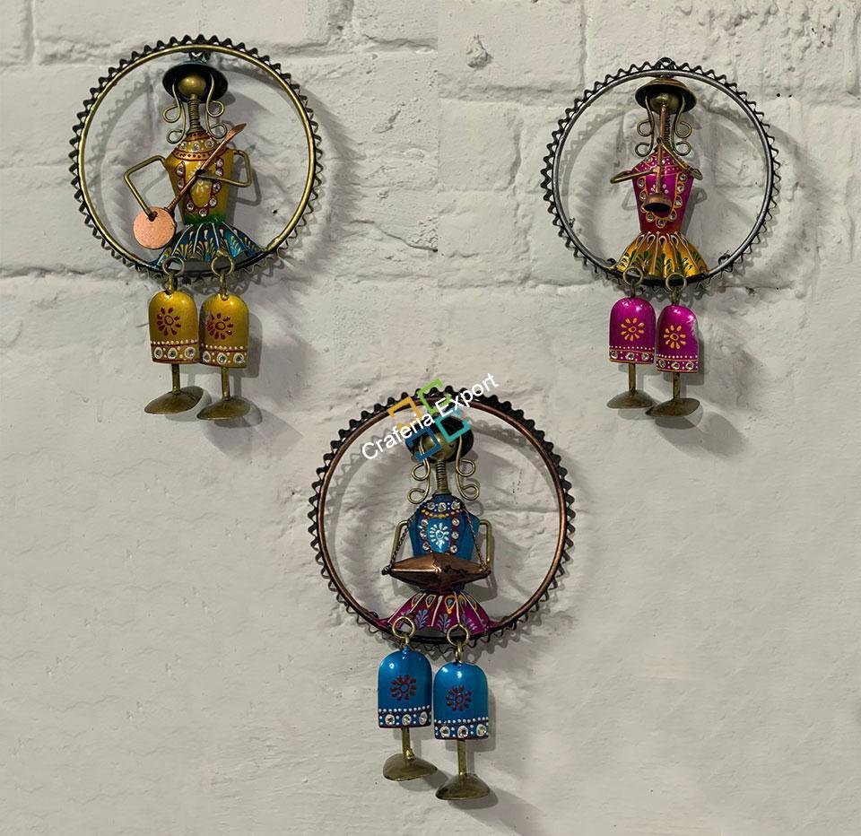 Tribal musician set wall hanging decorative set of 3 - Image 4