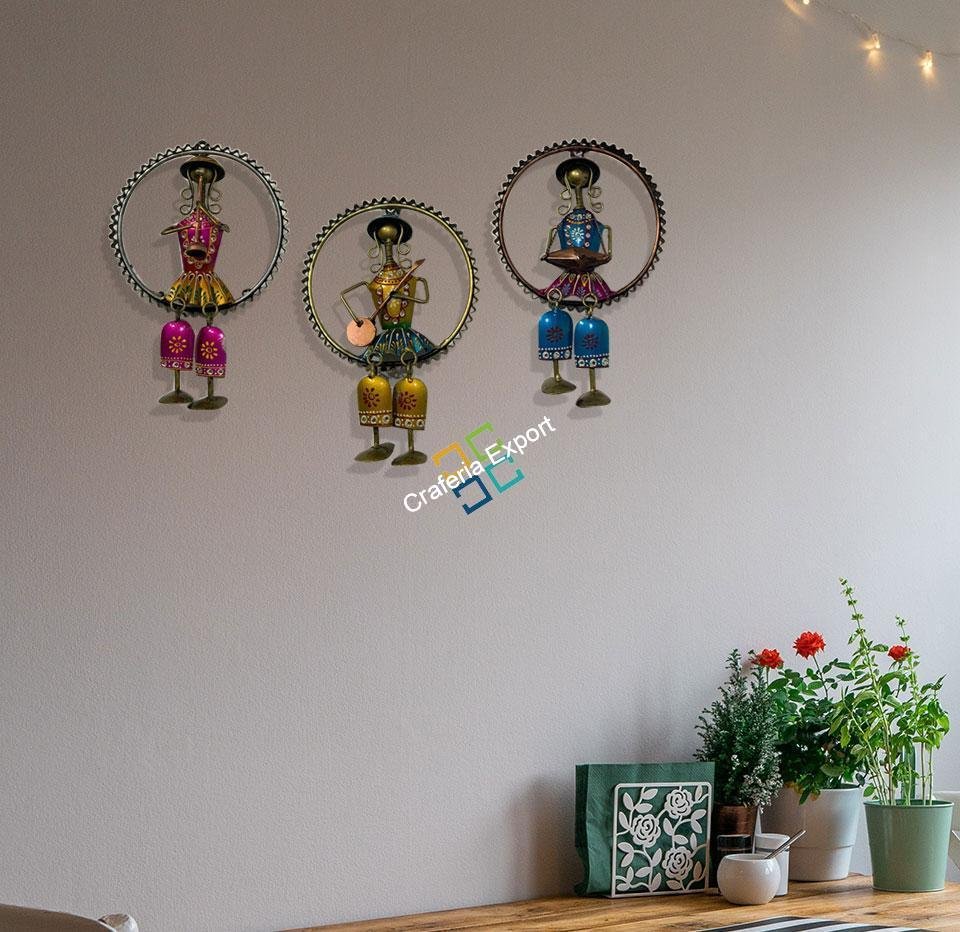 Tribal musician set wall hanging decorative set of 3 - Image 3