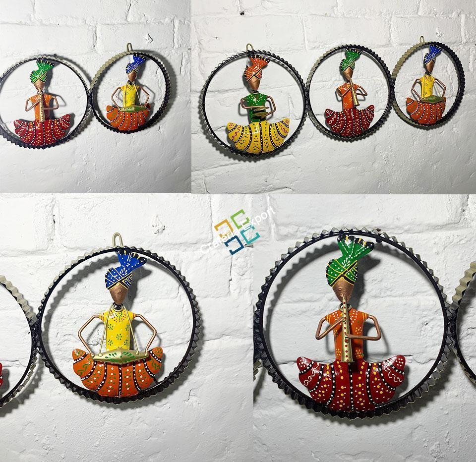 Hand Painted Colorful Metal Crafted Traditional Musician Wall Panel for Wall Decor - Image 4