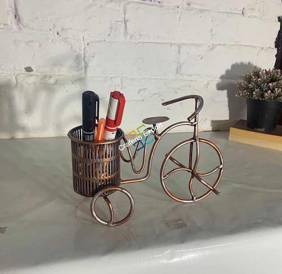Antique Cycle Table top Showpiece of Metal Crafted Pen Stand/Desk Organizer - Image 2