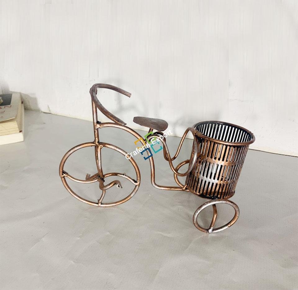 Antique Cycle Table top Showpiece of Metal Crafted Pen Stand/Desk Organizer - Image 5