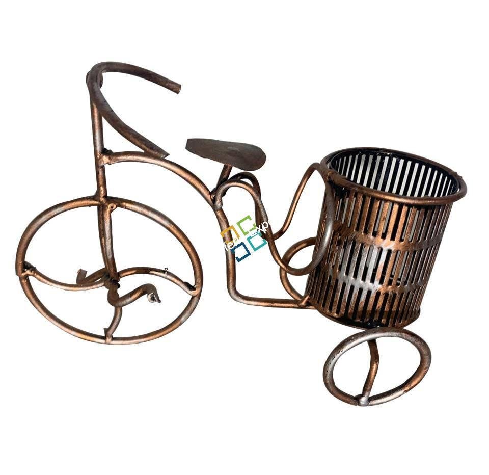 Antique Cycle Table top Showpiece of Metal Crafted Pen Stand/Desk Organizer
