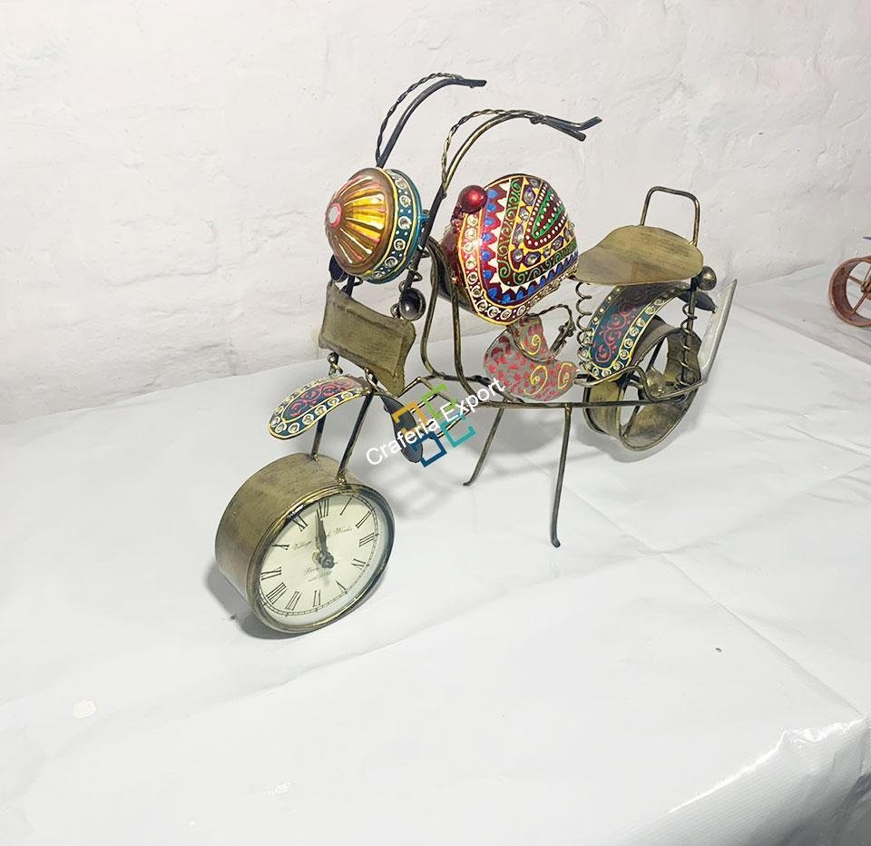 Antique Bullet Motorbike Table Top Clock Decorative Showpiece Gift - Image 4
