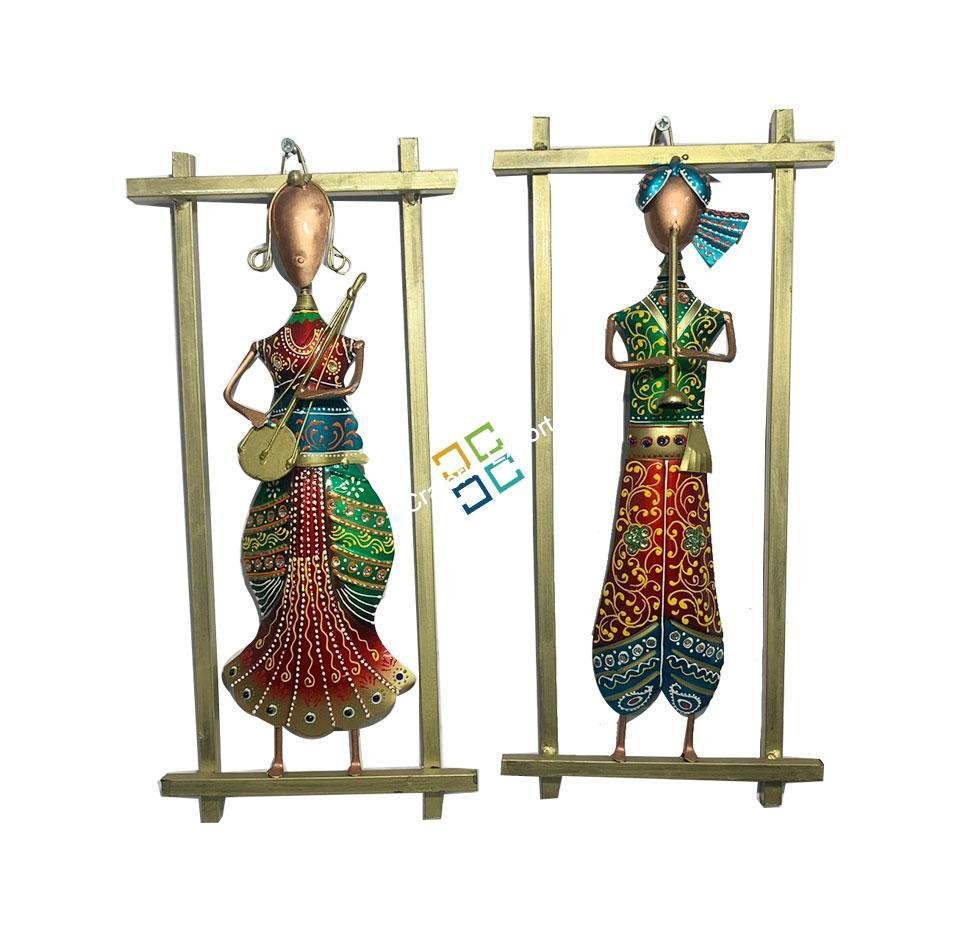 Rajasthani Wall Art Decorative Iron Musicians Traditional Wall Hanging Showpiece (Set of 2) Frame for Home Decor - Image 2