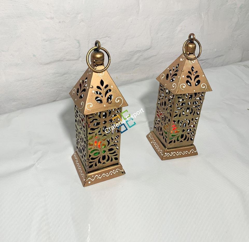 Metal Finish Antique Looking Hanging Candle Lights T-lights (Set of 2) For Indoor/Outdoor Use - Image 3