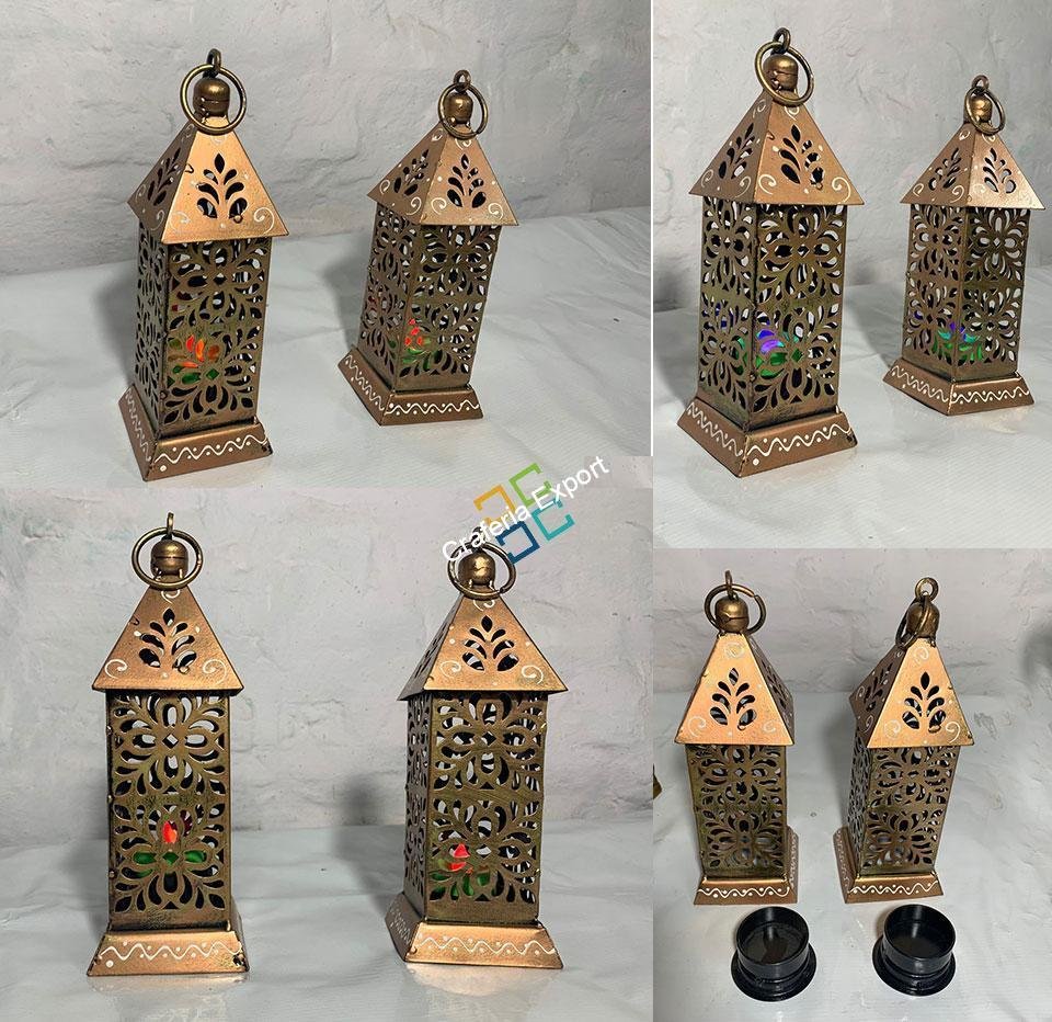 Metal Finish Antique Looking Hanging Candle Lights T-lights (Set of 2) For Indoor/Outdoor Use - Image 4