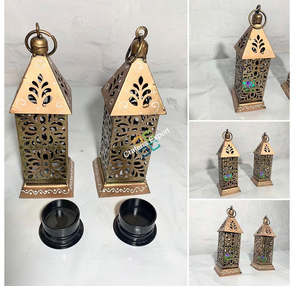 Metal Finish Antique Looking Hanging Candle Lights T-lights (Set of 2) For Indoor/Outdoor Use - Image 5