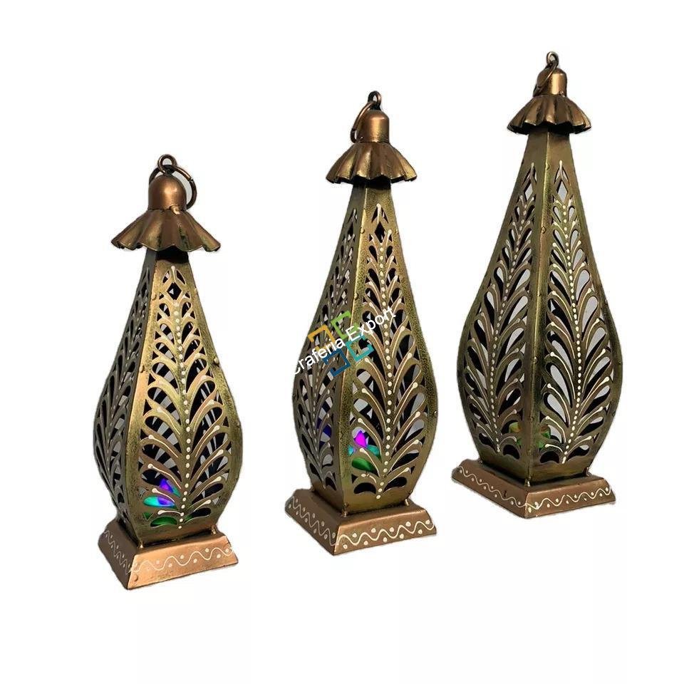 Antique Design,Decorative Metal Luxury Hanging Lantern Light Candle Holder T-light (Set of 3)