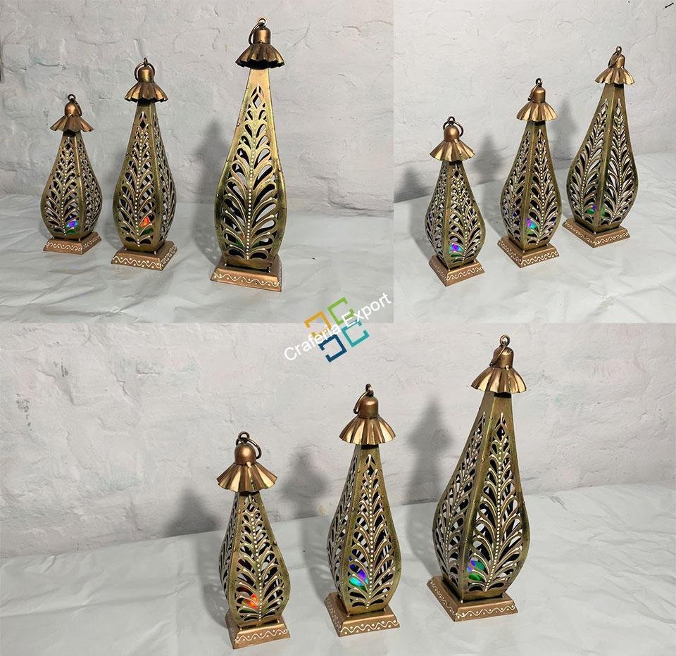 Antique Design,Decorative Metal Luxury Hanging Lantern Light Candle Holder T-light (Set of 3) - Image 6