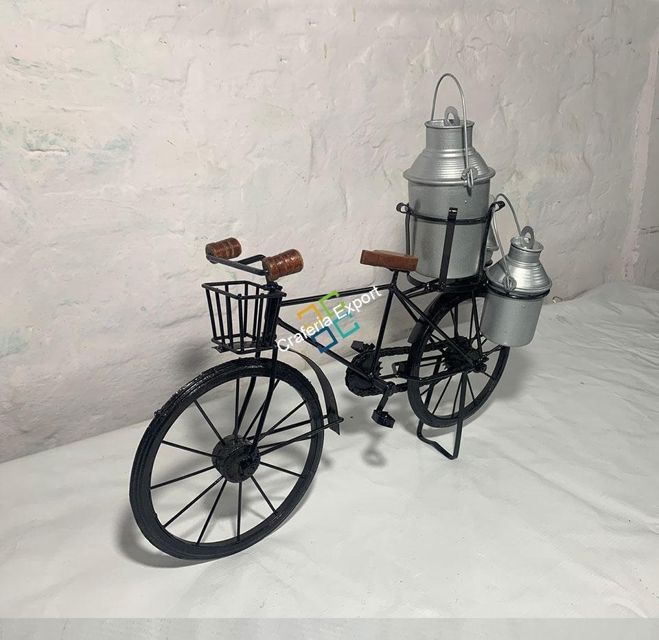 Milkman Cycle with Real Rotating Wheels Antique Metal Wooden Showpiece Miniature for Living Room Table Top | Toy for Kids and Home Decor Gifts - Image 6