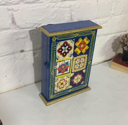 Wooden Hand painted Wall Mount Key Holder Box | Key Organizer Decorative Box for Home Office , Hotels Reception Area - Image 2