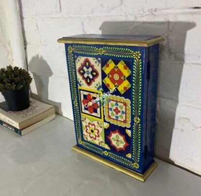 Wooden Hand painted Wall Mount Key Holder Box | Key Organizer Decorative Box for Home Office , Hotels Reception Area - Image 5
