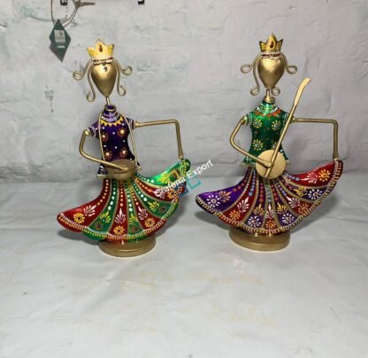 Metal Handicraft Musicians Women Figurine (Set of 2) Playing Music Showpiece, for Home , Hotels  Decorations - - Image 3