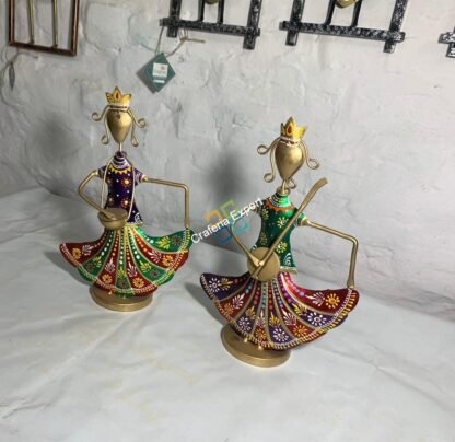 Metal Handicraft Musicians Women Figurine (Set of 2) Playing Music Showpiece, for Home , Hotels  Decorations - - Image 4