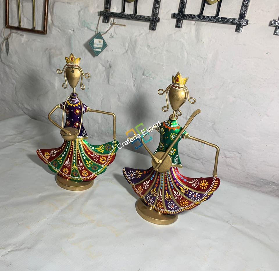 Metal Handicraft Musicians Women Figurine (Set of 2) Playing Music Showpiece, for Home , Hotels Decorations - - Image 4