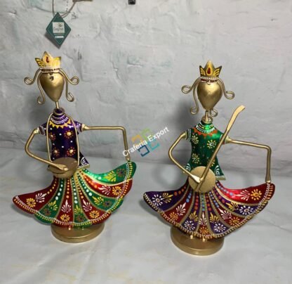 Metal Handicraft Musicians Women Figurine (Set of 2) Playing Music Showpiece, for Home , Hotels  Decorations - - Image 5