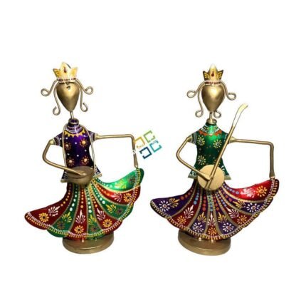 Metal Handicraft Musicians Women Figurine (Set of 2) Playing Music Showpiece, for Home , Hotels  Decorations -