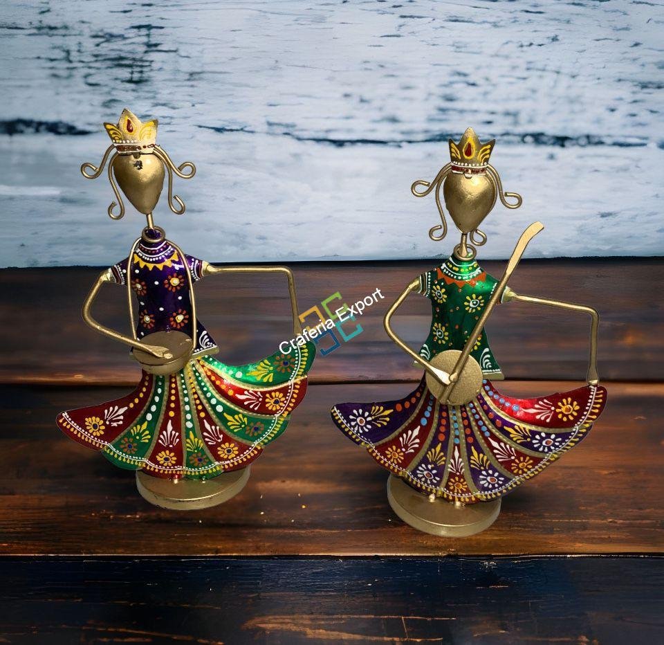 Metal Handicraft Musicians Women Figurine (Set of 2) Playing Music Showpiece, for Home , Hotels Decorations - - Image 2