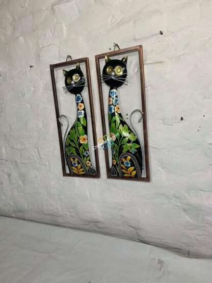 Cat Metal Wall Hanging Handmade Frame Panels (Set of 2) | Wall Decoration Hand painted Art For Living Rooms ,Hotels ,Office Decorations - Image 8