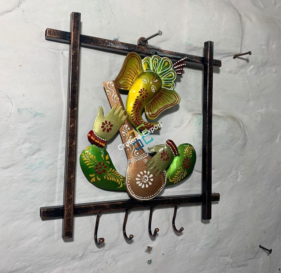 Metal craft Wall Hanging Ganesh Panel Cum Key Holder Wall Art Decor for Home , Living Areas -Gift item - Image 8