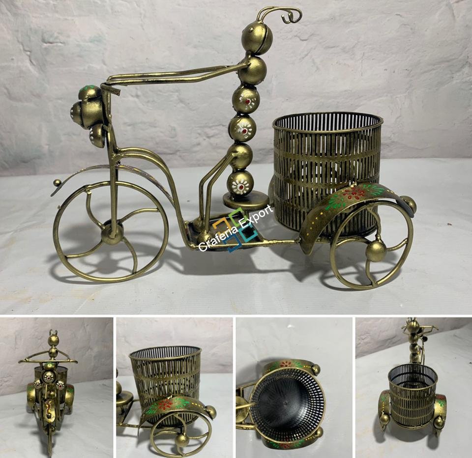 Handmade Metal Caterpillar Bike Pen Holder Showpiece Decorative Table Organizer -Gifting Option - Image 6