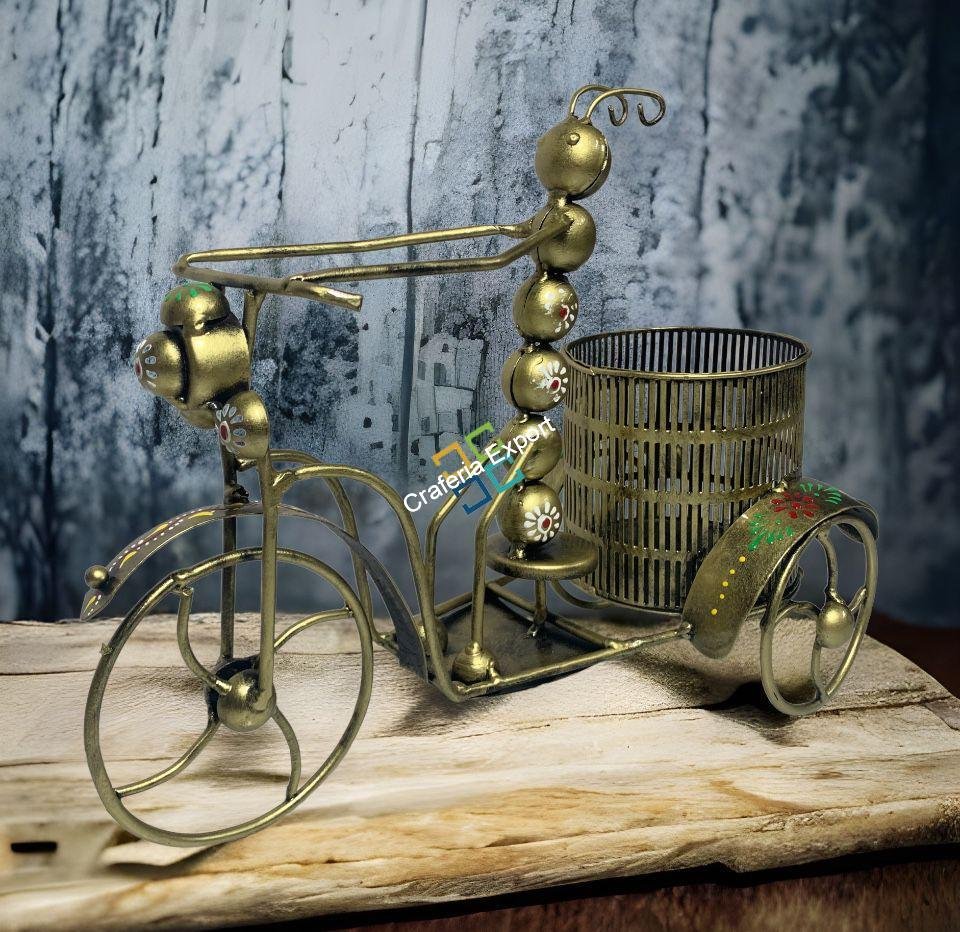 Handmade Metal Caterpillar Bike Pen Holder Showpiece Decorative Table Organizer -Gifting Option - Image 3