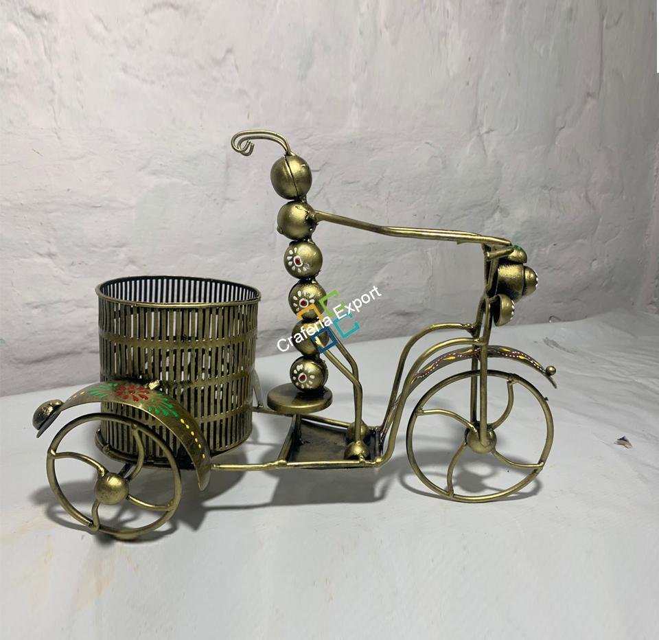 Handmade Metal Caterpillar Bike Pen Holder Showpiece Decorative Table Organizer -Gifting Option - Image 5