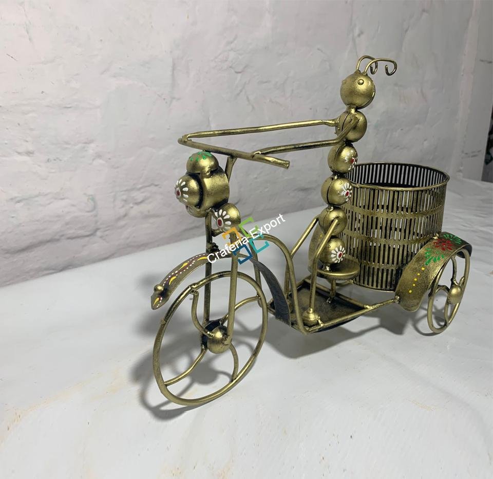 Handmade Metal Caterpillar Bike Pen Holder Showpiece Decorative Table Organizer -Gifting Option - Image 4