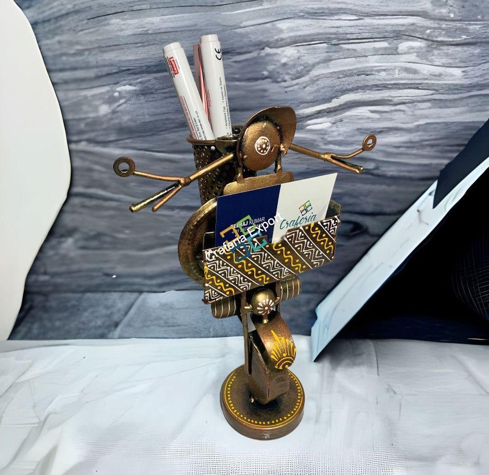 Metal Handmade Royal Bike Shaped Pen Pencil /Card Holder Table Top Decor Showpiece For Home, Office Use - Image 3