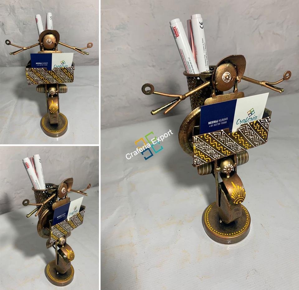 Metal Handmade Royal Bike Shaped Pen Pencil /Card Holder Table Top Decor Showpiece For Home, Office Use - Image 8