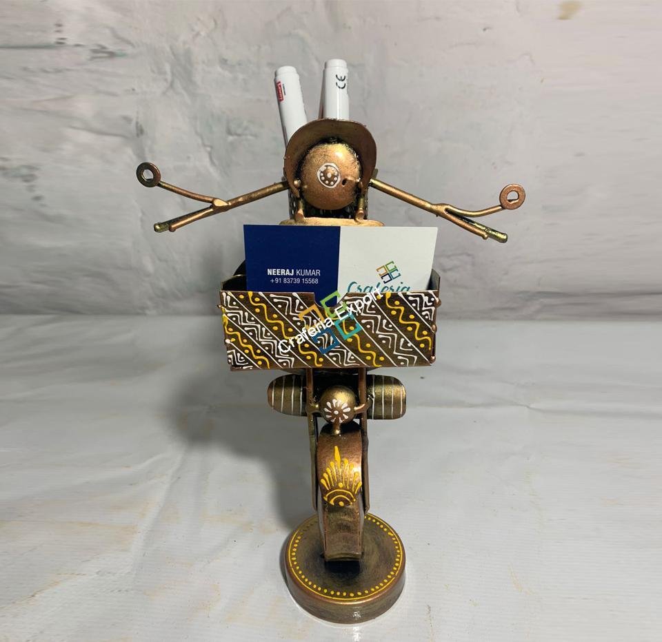 Metal Handmade Royal Bike Shaped Pen Pencil /Card Holder Table Top Decor Showpiece For Home, Office Use - Image 7
