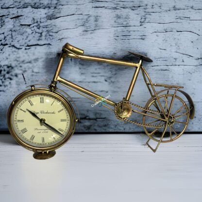 Handicraft Metal Cycle Table Organizer With Clock - Image 3