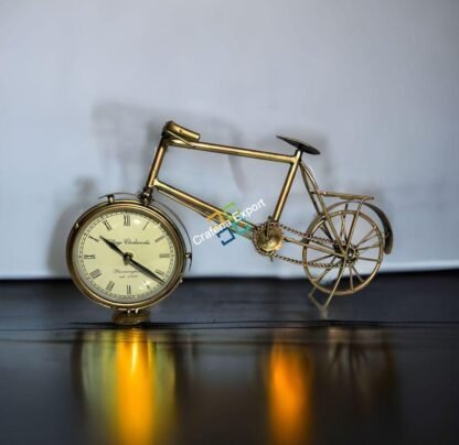 Handicraft Metal Cycle Table Organizer With Clock - Image 4