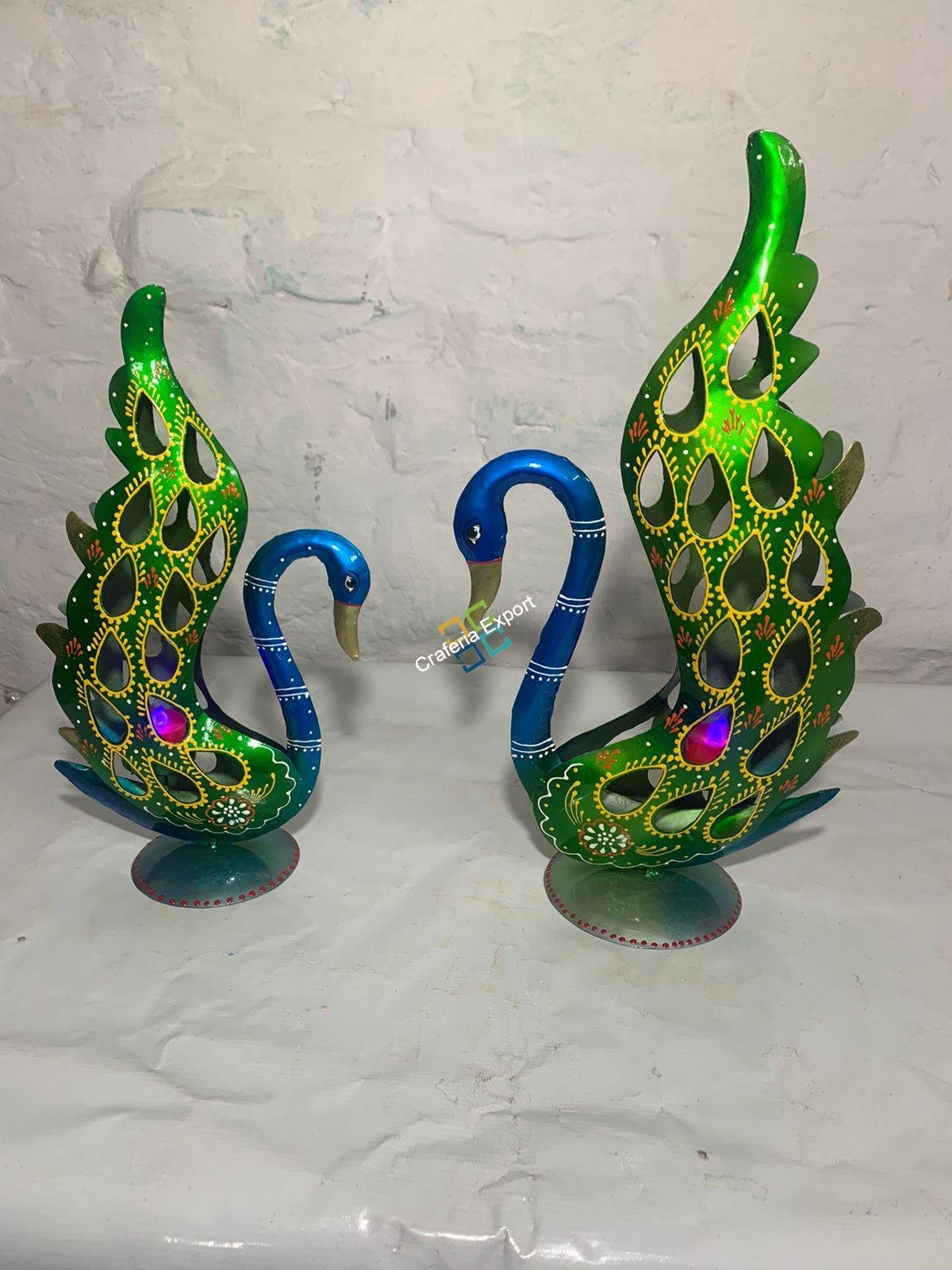 Beautiful peacock showpiece with candle holder stand set of 2 for home decor - Image 4