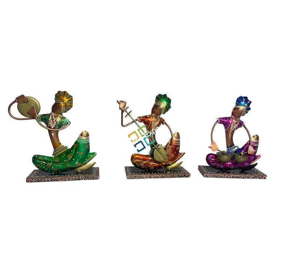 Metal Rajasthani Musician showpiece for home decoration set of 3 - Image 2