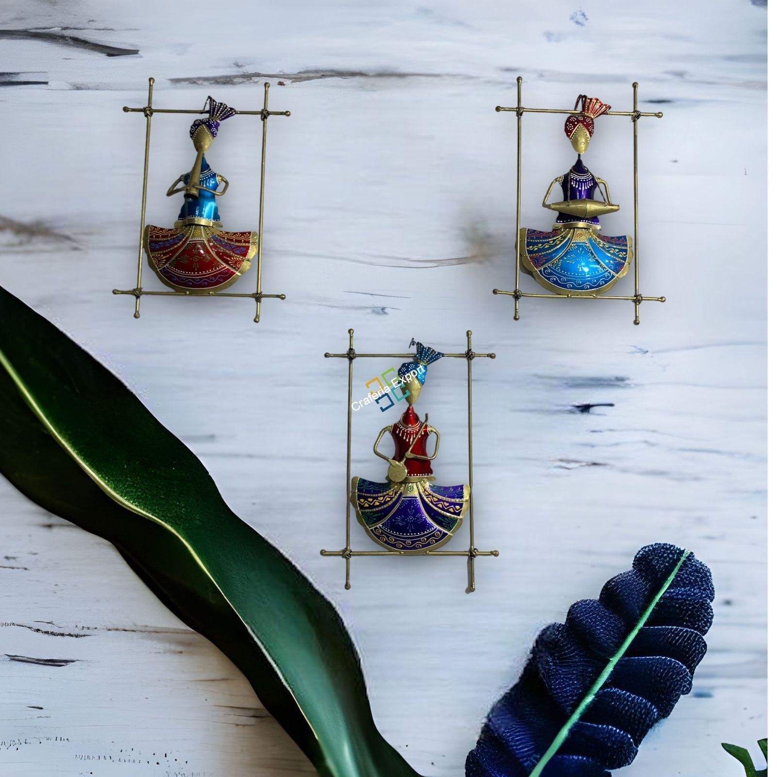 Metal handmade sardar Musician set of 3 wall decor frame handicraft - Image 3
